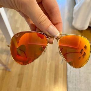 Ray Ban Aviator Flash Lenses - orange mirror with gold